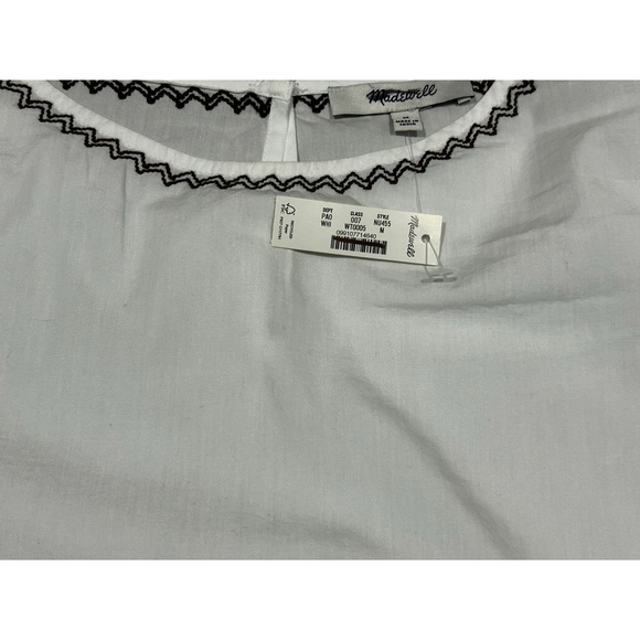 116. NWT Madewell Embroidered Poplin Balloon-Sleeve Top in white Medium - Picture 8 of 9